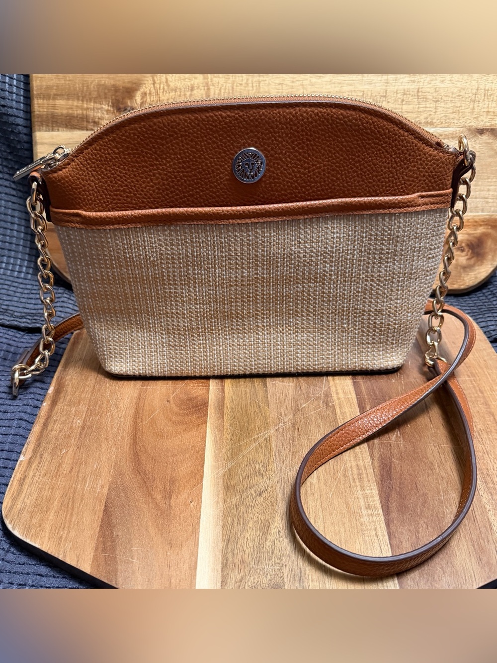 Anne Klein | Women’s Dome Two-Tone Crossbody Zip Closure Purse with Pockets